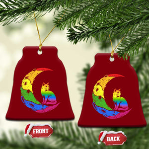 Rainbow Moon Cat Pride Ceramic Ornament LGBT Feline Graphic TS12 Print Your Wear