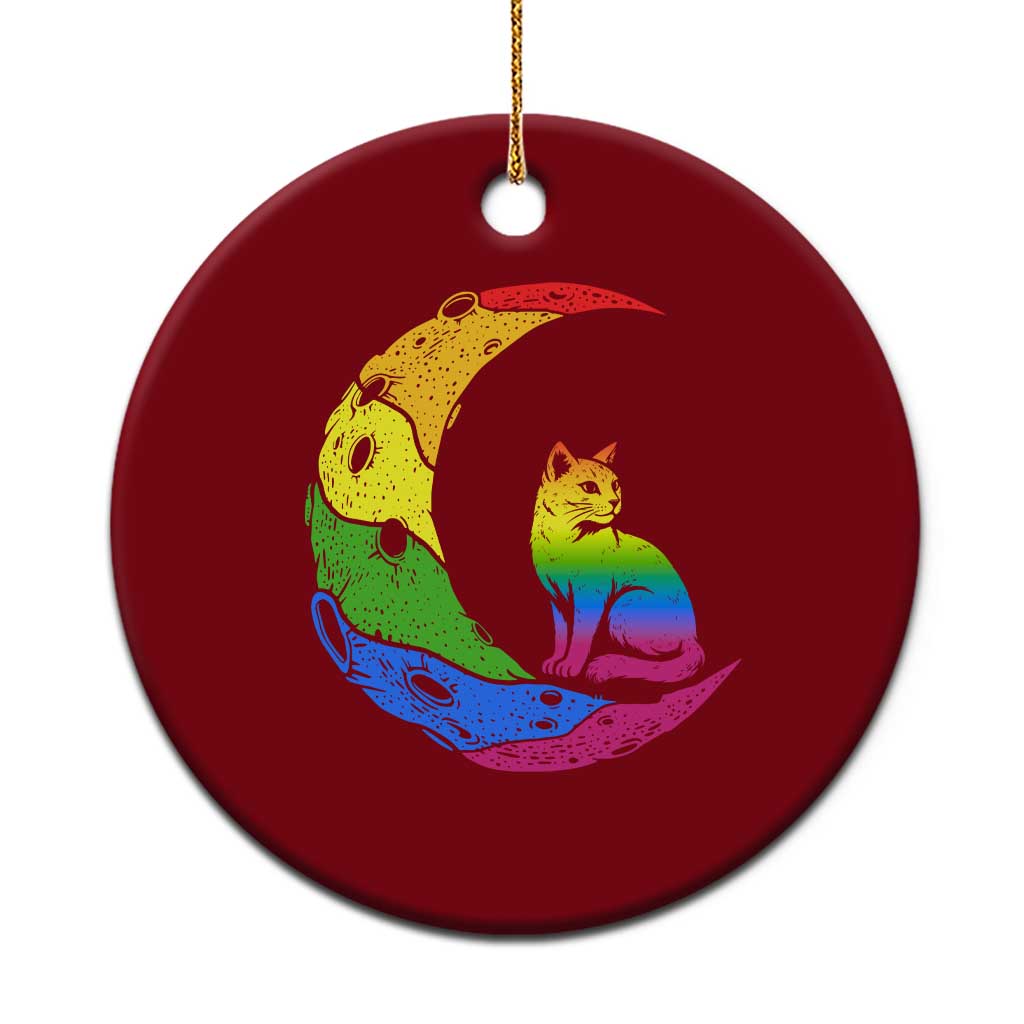 Rainbow Moon Cat Pride Ceramic Ornament LGBT Feline Graphic TS12 1pc Red Print Your Wear