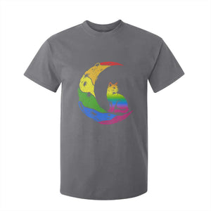 Rainbow Moon Cat Pride T Shirt For Kid LGBT Feline Graphic