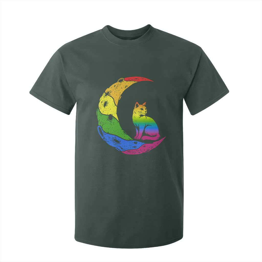 Rainbow Moon Cat Pride T Shirt For Kid LGBT Feline Graphic