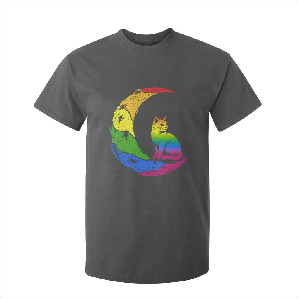 Rainbow Moon Cat Pride T Shirt For Kid LGBT Feline Graphic