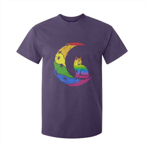 Rainbow Moon Cat Pride T Shirt For Kid LGBT Feline Graphic