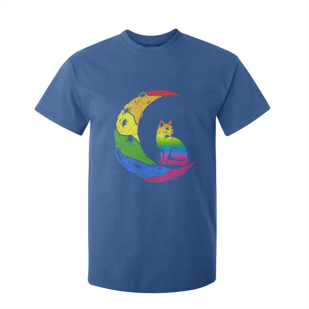 Rainbow Moon Cat Pride T Shirt For Kid LGBT Feline Graphic