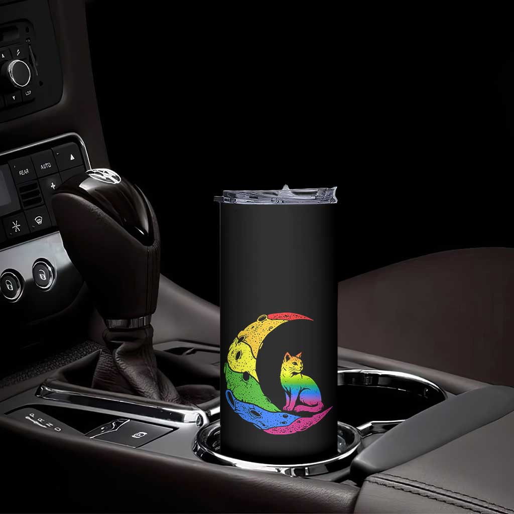 Rainbow Moon Cat Pride Skinny Tumbler LGBT Feline Graphic TS12 Print Your Wear