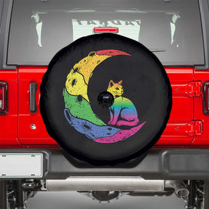 Rainbow Moon Cat Pride Spare Tire Cover LGBT Feline Graphic