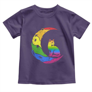Rainbow Moon Cat Pride Toddler T Shirt LGBT Feline Graphic TS12 Purple Print Your Wear