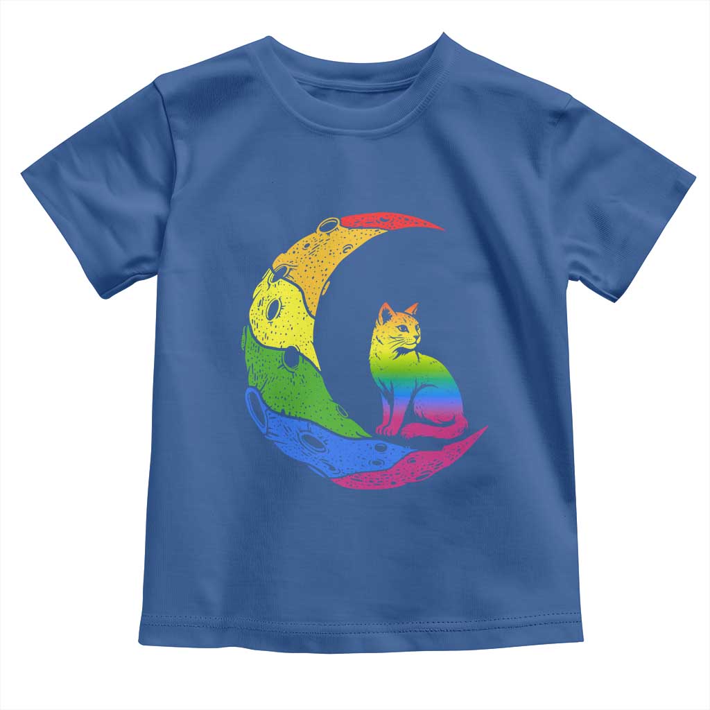Rainbow Moon Cat Pride Toddler T Shirt LGBT Feline Graphic TS12 Royal Blue Print Your Wear