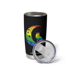 Rainbow Moon Cat Pride Tumbler Cup LGBT Feline Graphic TS12 Print Your Wear