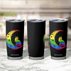 Rainbow Moon Cat Pride Tumbler Cup LGBT Feline Graphic TS12 Print Your Wear
