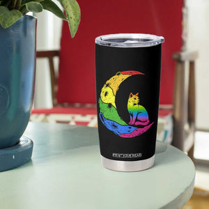 Rainbow Moon Cat Pride Tumbler Cup LGBT Feline Graphic TS12 Print Your Wear