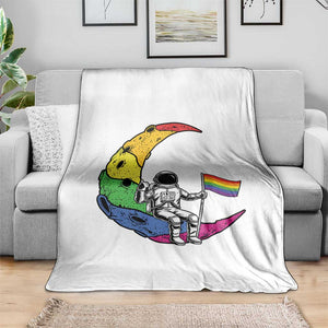 Rainbow Astronaut On The Moon LGBT Throw Blanket Spaceman Pride Month TS12 Print Your Wear