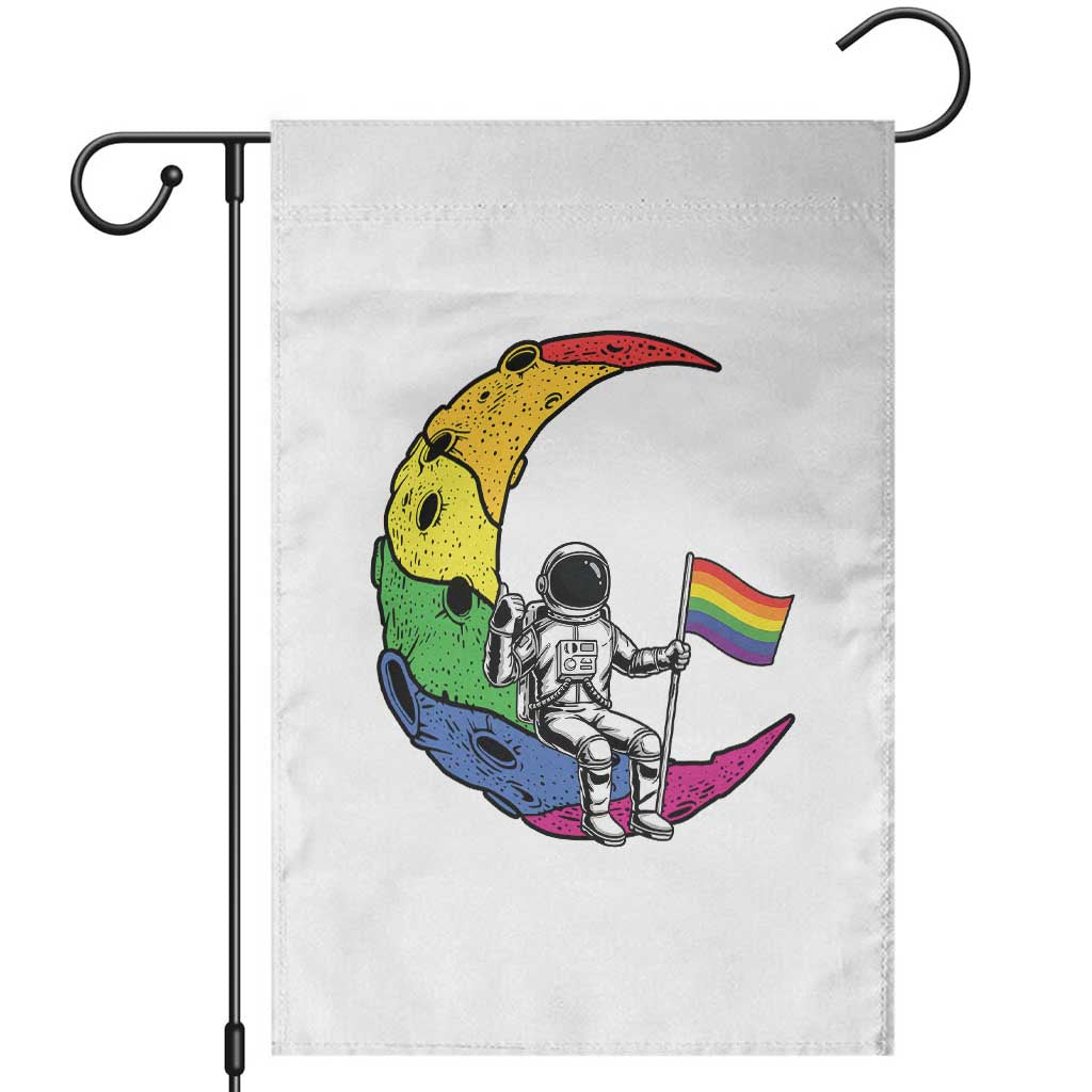 Rainbow Astronaut On The Moon LGBT Garden Flag Spaceman Pride Month TS12 White Print Your Wear