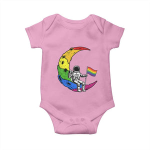 Rainbow Astronaut On The Moon LGBT Baby Onesie Spaceman Pride Month