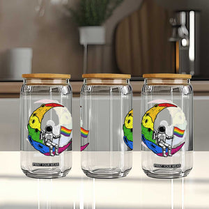 Rainbow Astronaut On The Moon LGBT Glass Can Spaceman Pride Month TS12 Print Your Wear