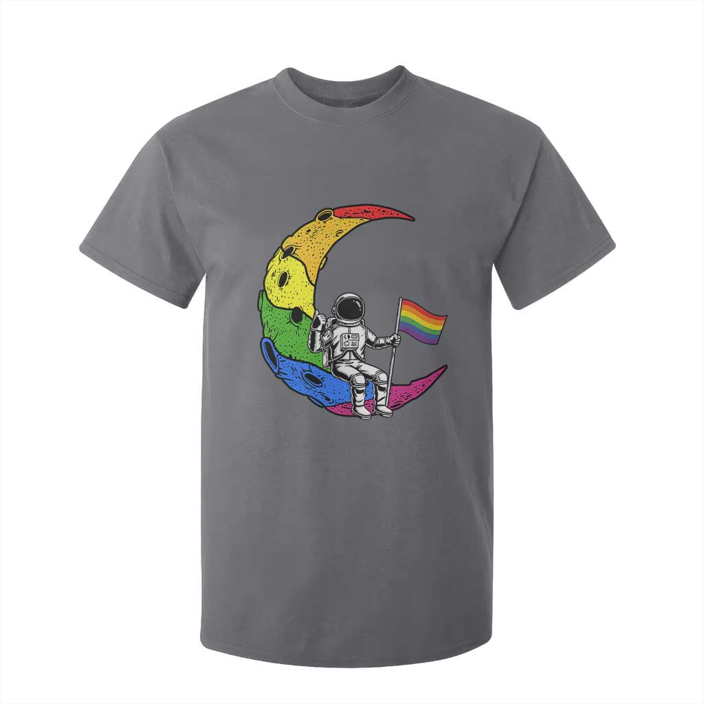Rainbow Astronaut On The Moon LGBT T Shirt For Kid Spaceman Pride Month