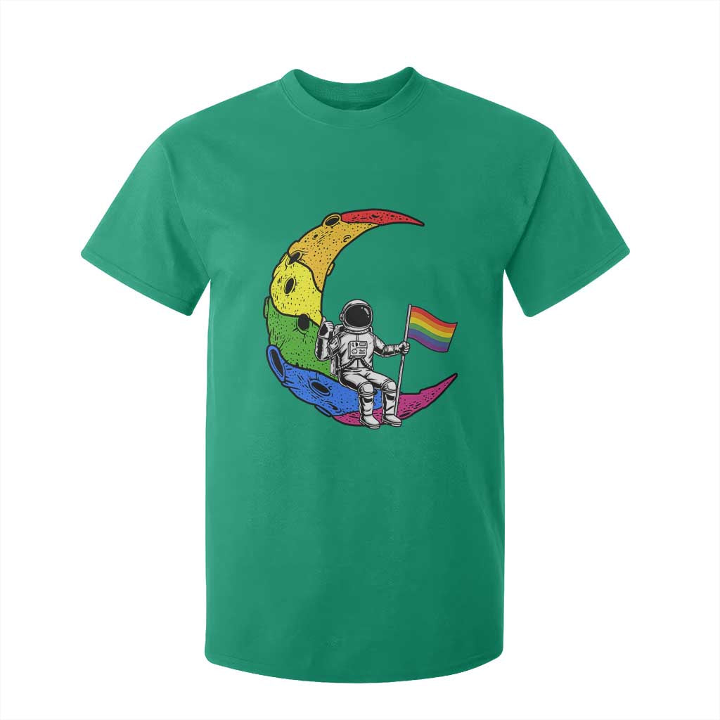 Rainbow Astronaut On The Moon LGBT T Shirt For Kid Spaceman Pride Month