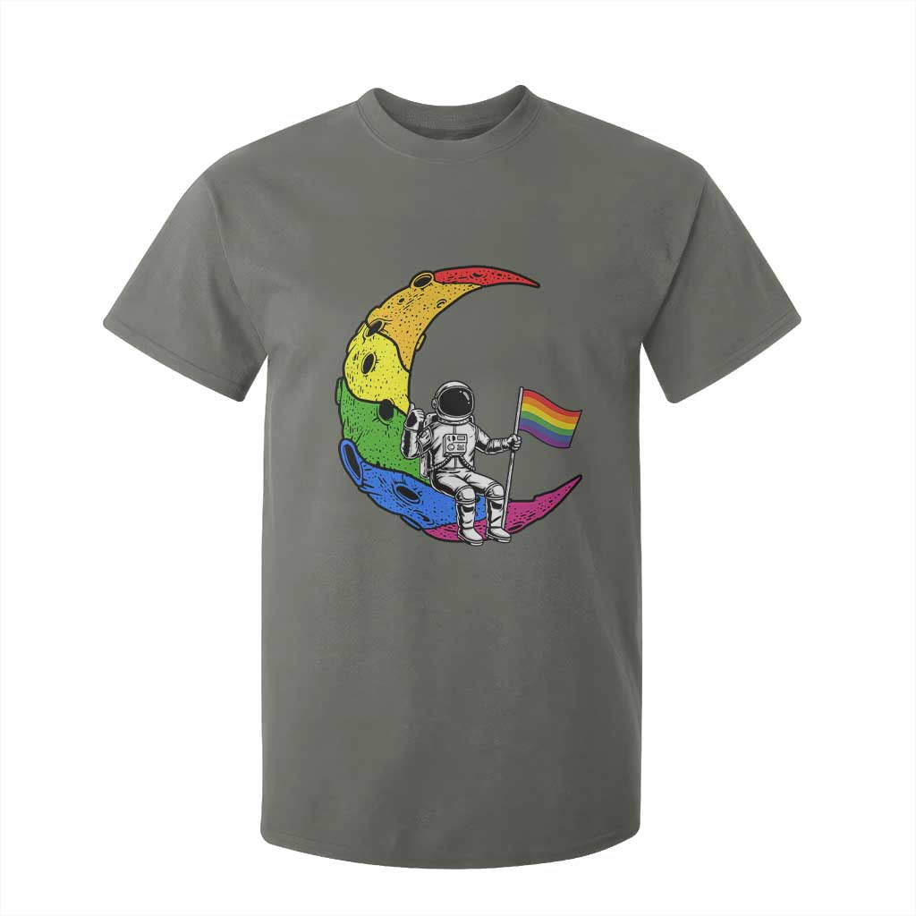 Rainbow Astronaut On The Moon LGBT T Shirt For Kid Spaceman Pride Month