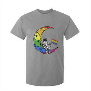 Rainbow Astronaut On The Moon LGBT T Shirt For Kid Spaceman Pride Month