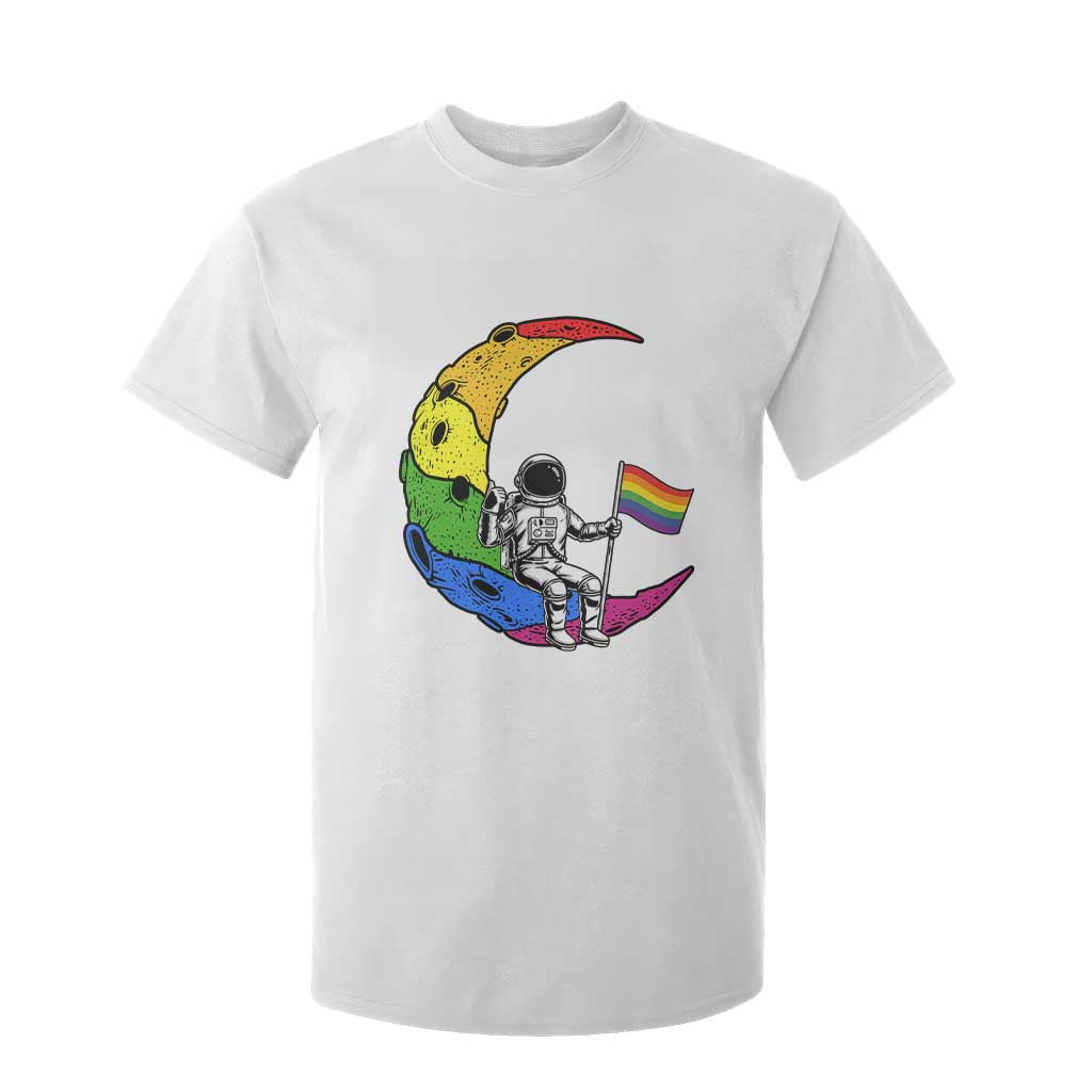 Rainbow Astronaut On The Moon LGBT T Shirt For Kid Spaceman Pride Month