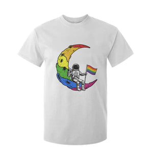 Rainbow Astronaut On The Moon LGBT T Shirt For Kid Spaceman Pride Month