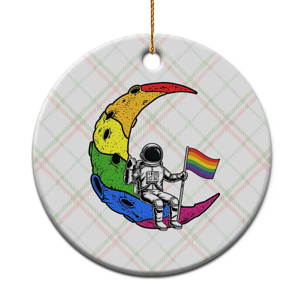 Rainbow Astronaut On The Moon LGBT Ceramic Ornament Spaceman Pride Month TS12 1pc Christmas Plaid Print Your Wear