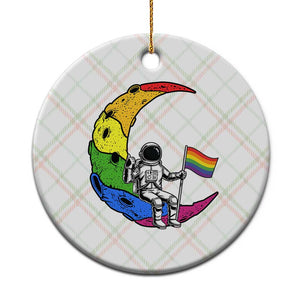 Rainbow Astronaut On The Moon LGBT Ceramic Ornament Spaceman Pride Month TS12 1pc Christmas Plaid Print Your Wear