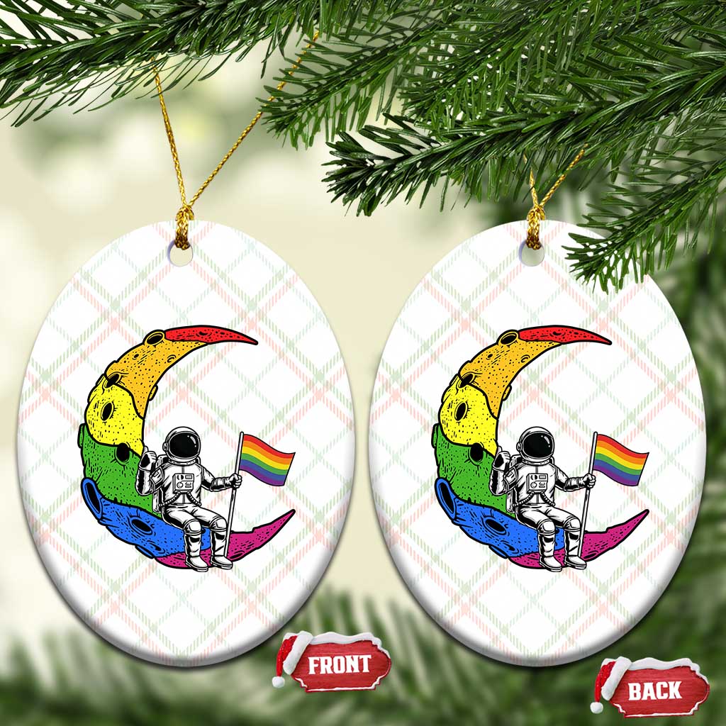 Rainbow Astronaut On The Moon LGBT Ceramic Ornament Spaceman Pride Month TS12 Print Your Wear