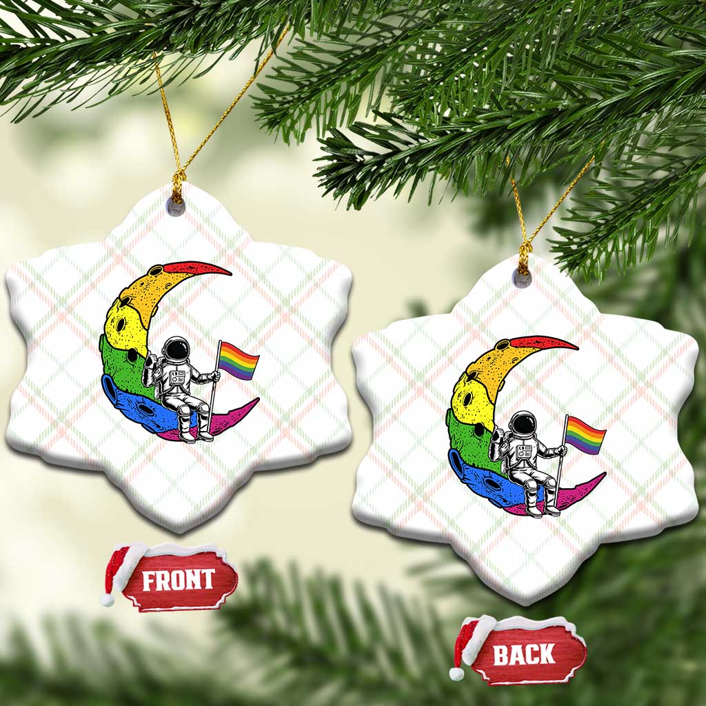Rainbow Astronaut On The Moon LGBT Ceramic Ornament Spaceman Pride Month TS12 Print Your Wear