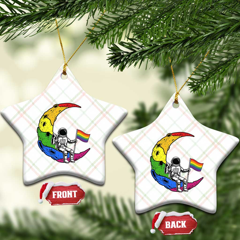 Rainbow Astronaut On The Moon LGBT Ceramic Ornament Spaceman Pride Month TS12 Print Your Wear