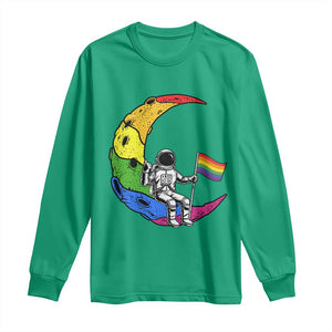 Rainbow Astronaut On The Moon LGBT Long Sleeve Shirt Spaceman Pride Month
