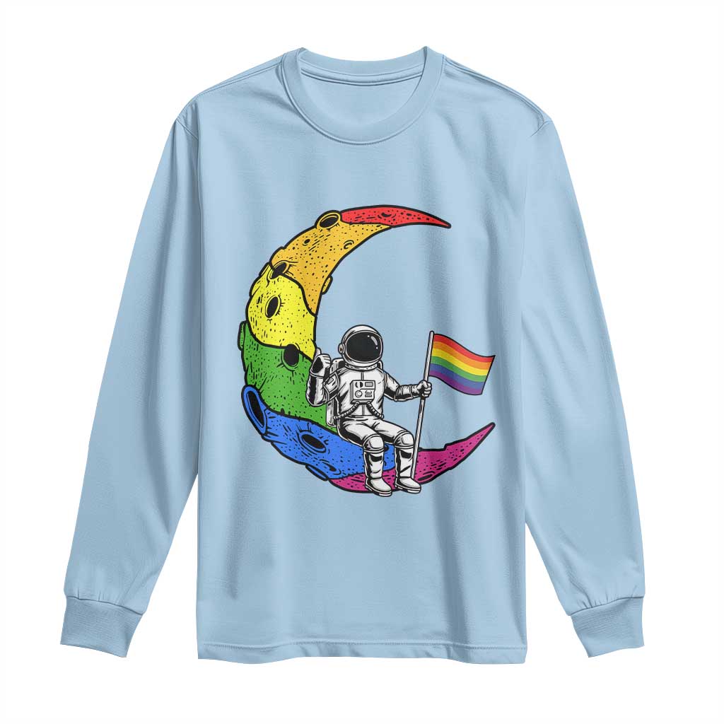 Rainbow Astronaut On The Moon LGBT Long Sleeve Shirt Spaceman Pride Month