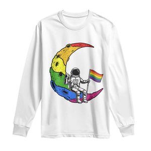 Rainbow Astronaut On The Moon LGBT Long Sleeve Shirt Spaceman Pride Month