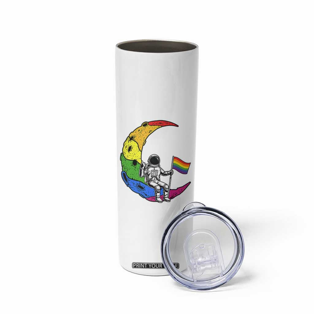 Rainbow Astronaut On The Moon LGBT Skinny Tumbler Spaceman Pride Month TS12 Print Your Wear