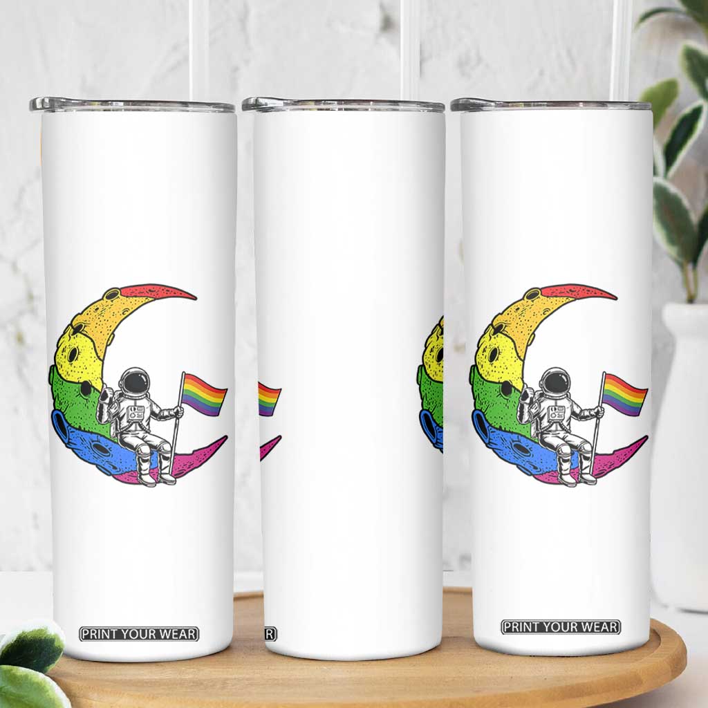Rainbow Astronaut On The Moon LGBT Skinny Tumbler Spaceman Pride Month TS12 Print Your Wear