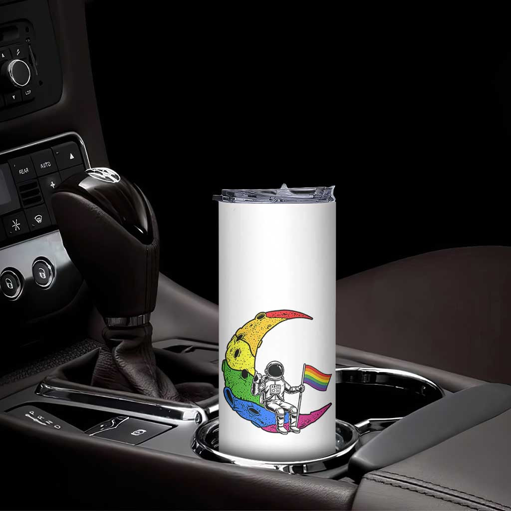 Rainbow Astronaut On The Moon LGBT Skinny Tumbler Spaceman Pride Month TS12 Print Your Wear