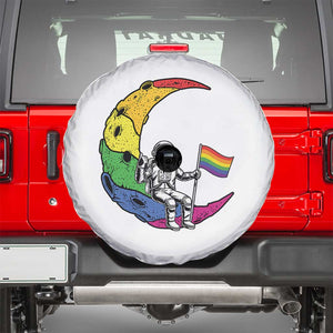 Rainbow Astronaut On The Moon LGBT Spare Tire Cover Spaceman Pride Month TS12 White Print Your Wear