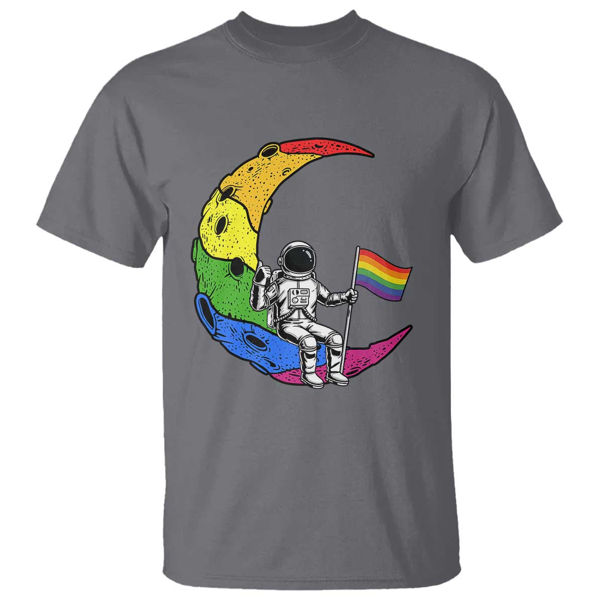 Rainbow Astronaut On The Moon LGBT T Shirt Spaceman Pride Month