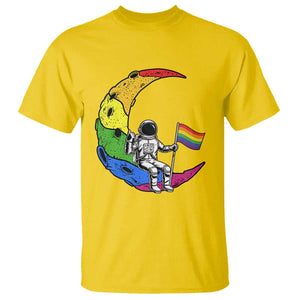 Rainbow Astronaut On The Moon LGBT T Shirt Spaceman Pride Month