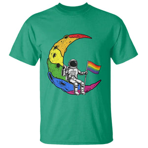 Rainbow Astronaut On The Moon LGBT T Shirt Spaceman Pride Month