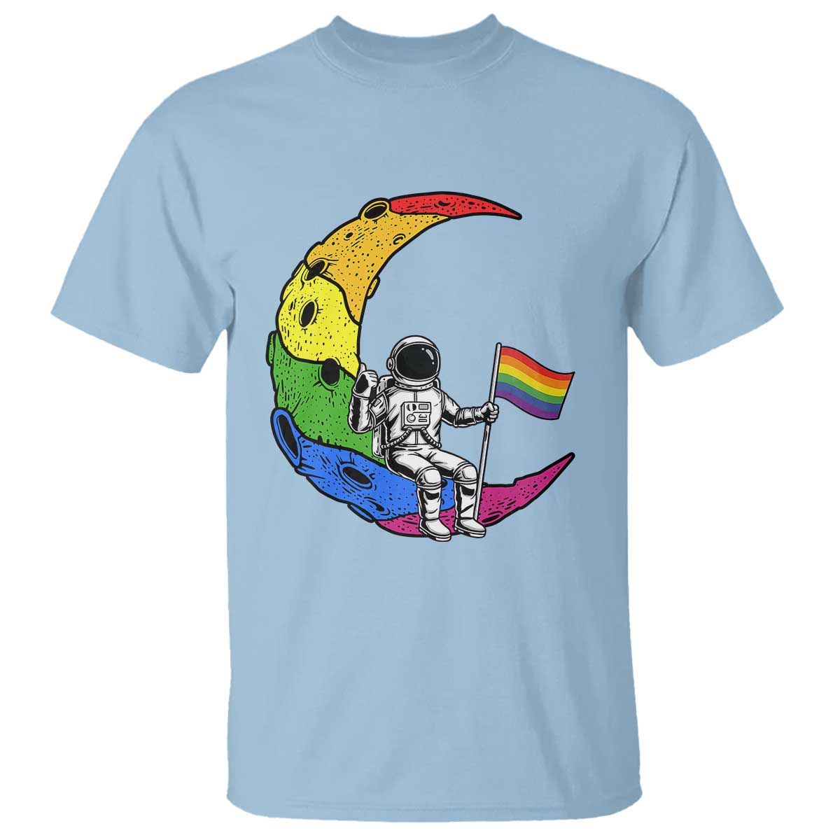 Rainbow Astronaut On The Moon LGBT T Shirt Spaceman Pride Month