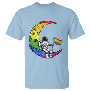 Rainbow Astronaut On The Moon LGBT T Shirt Spaceman Pride Month