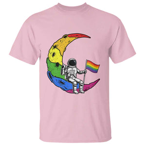 Rainbow Astronaut On The Moon LGBT T Shirt Spaceman Pride Month