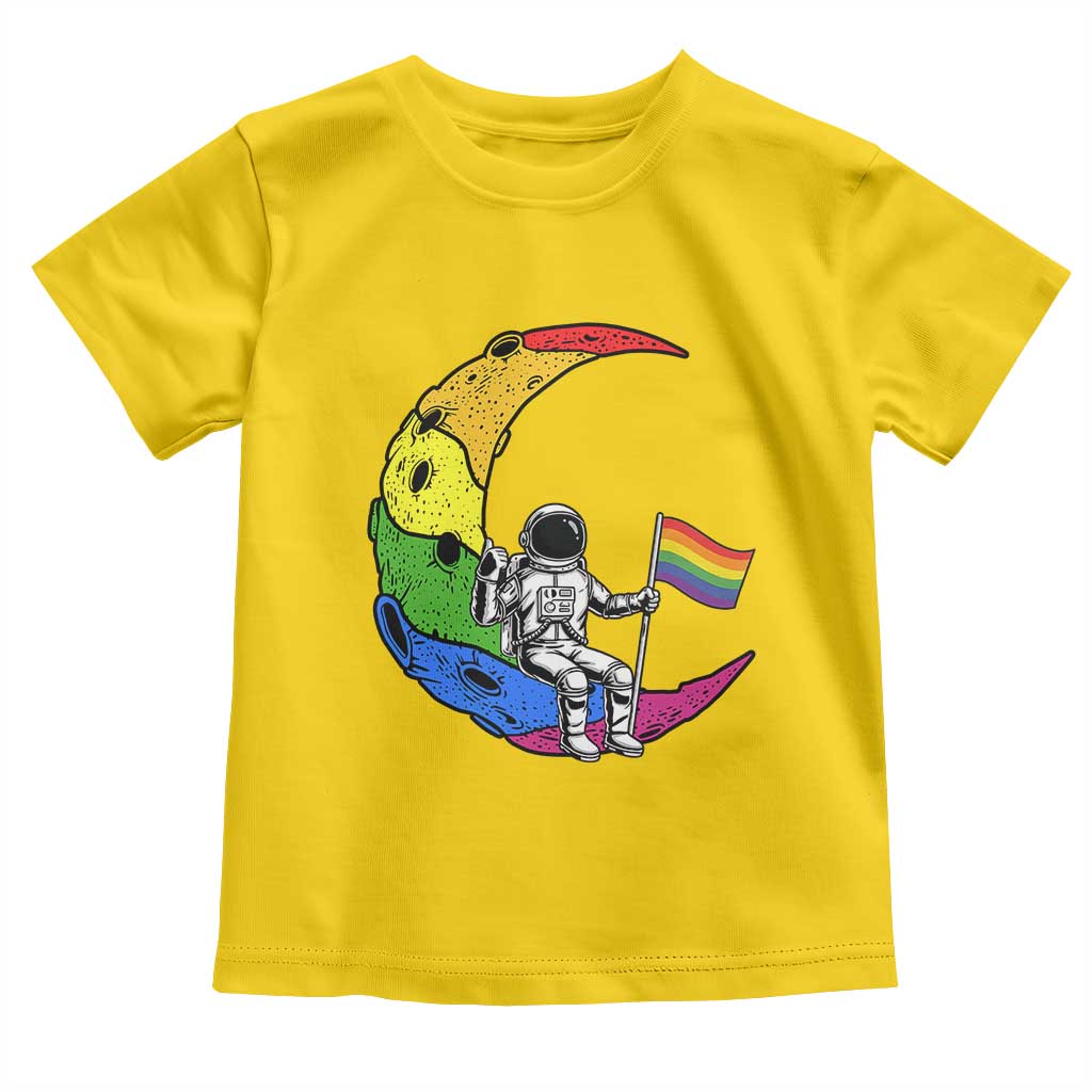 Rainbow Astronaut On The Moon LGBT Toddler T Shirt Spaceman Pride Month TS12 Daisy Print Your Wear
