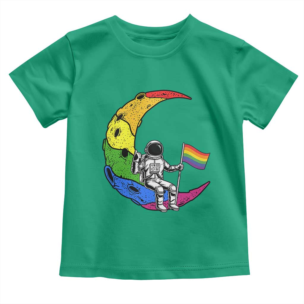 Rainbow Astronaut On The Moon LGBT Toddler T Shirt Spaceman Pride Month TS12 Irish Green Print Your Wear