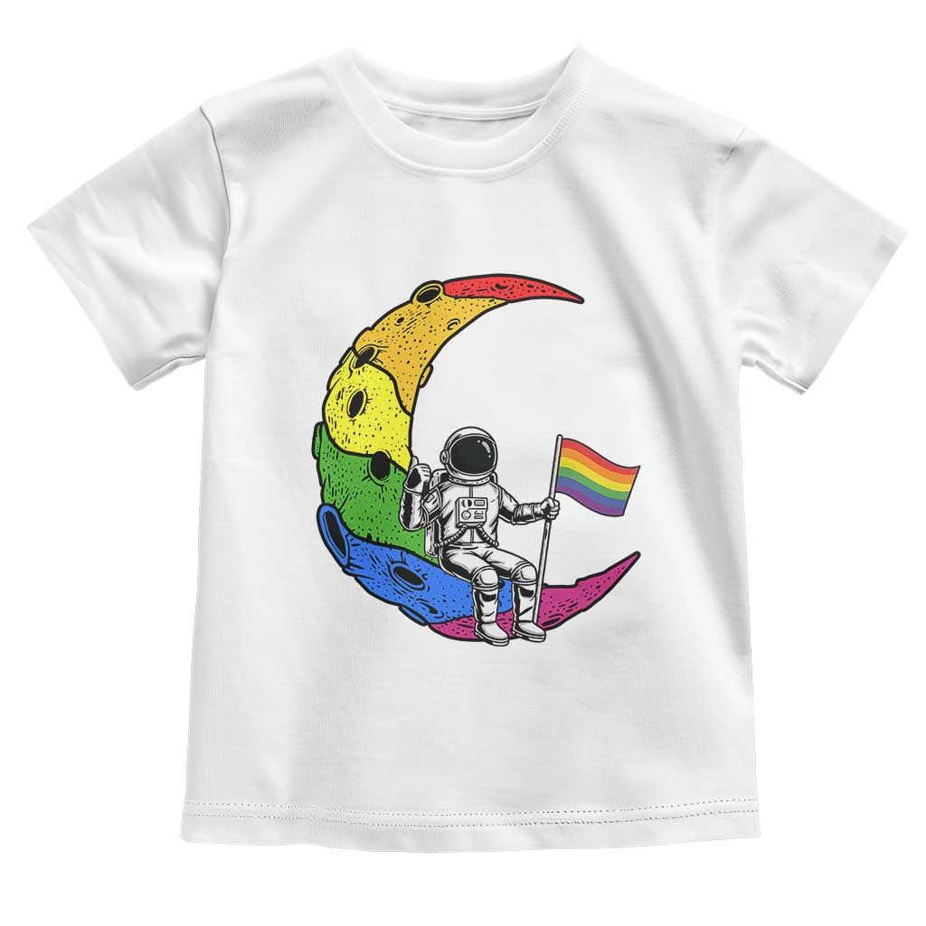 Rainbow Astronaut On The Moon LGBT Toddler T Shirt Spaceman Pride Month