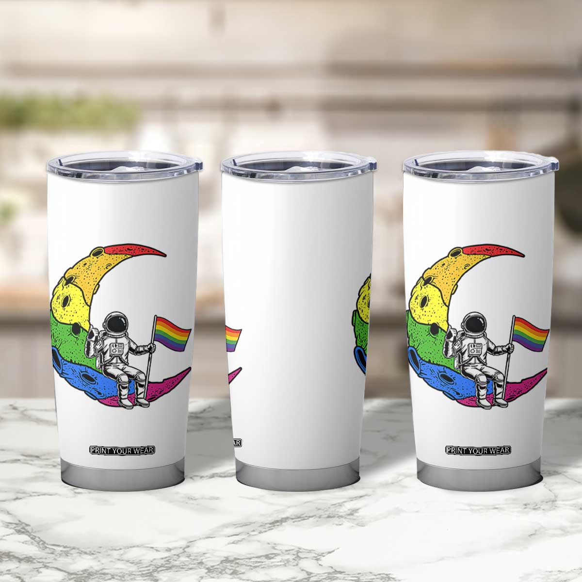 Rainbow Astronaut On The Moon LGBT Tumbler Cup Spaceman Pride Month TS12 Print Your Wear