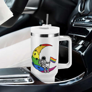 Rainbow Astronaut On The Moon LGBT Tumbler With Handle Spaceman Pride Month TS12 Print Your Wear