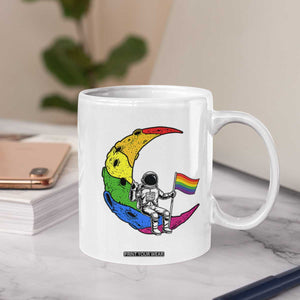 Rainbow Astronaut On The Moon LGBT Coffee Mug Spaceman Pride Month TS12 Print Your Wear