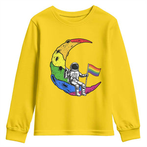 Rainbow Astronaut On The Moon LGBT Youth Sweatshirt Spaceman Pride Month