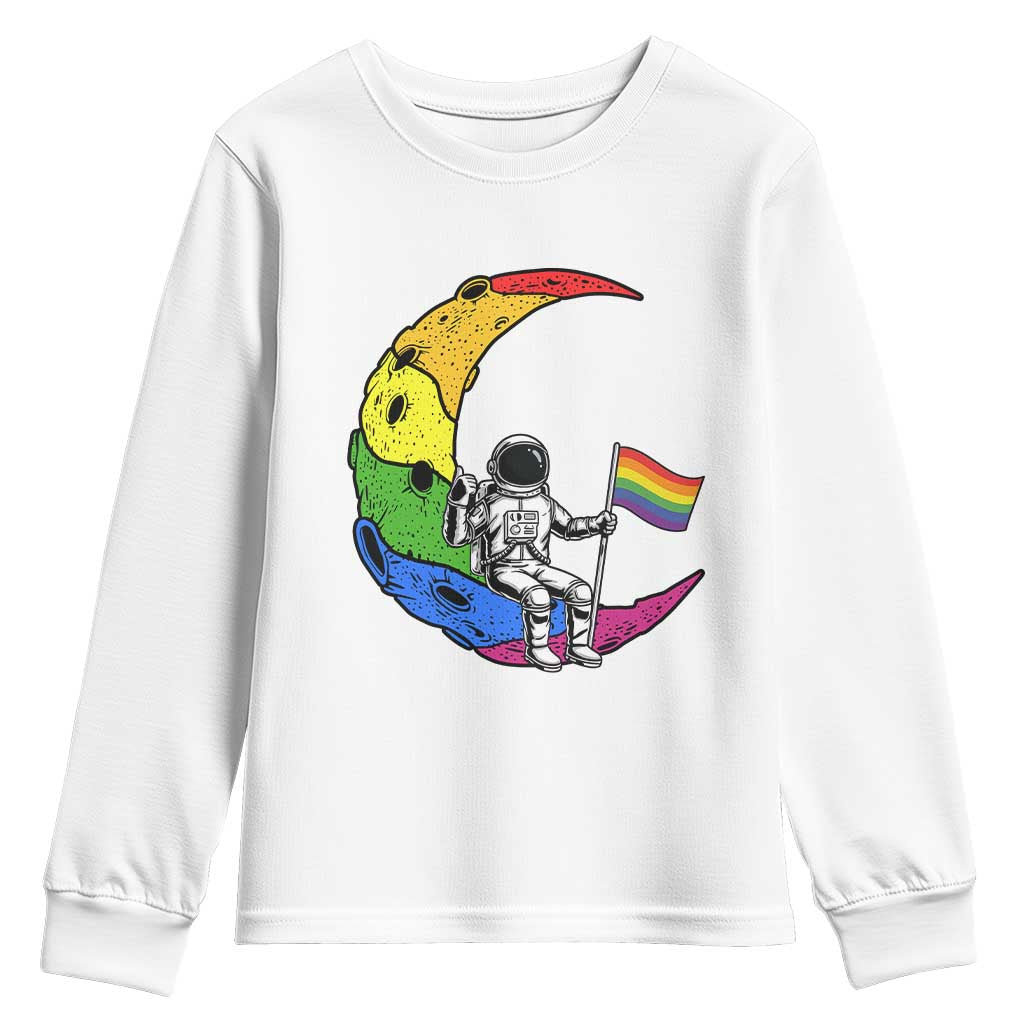 Rainbow Astronaut On The Moon LGBT Youth Sweatshirt Spaceman Pride Month